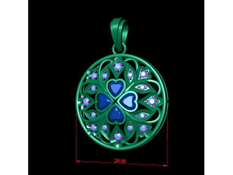 Filigree Round Pendant 3D Print Model
