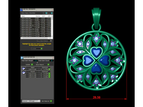 Filigree Round Pendant 3D Print Model