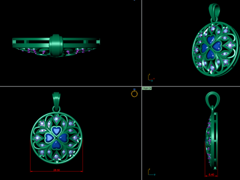 Filigree Round Pendant Model do druku 3D