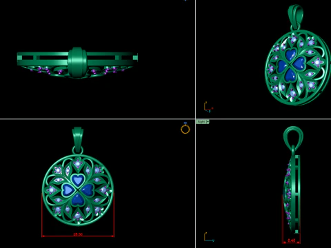 Filigree Round Pendant 3D Print Model