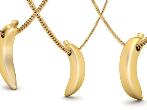 Gold Banana Fruit Pendant 3D Print Model
