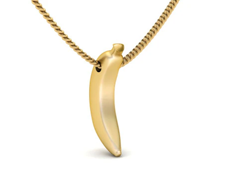 Gold Banana Fruit Pendant 3D Print Model