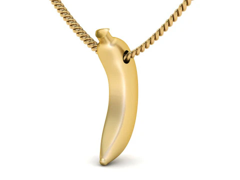 Gold Banana Fruit Pendant 3D Print Model