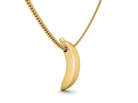 Gold Banana Fruit Pendant 3D Print Model