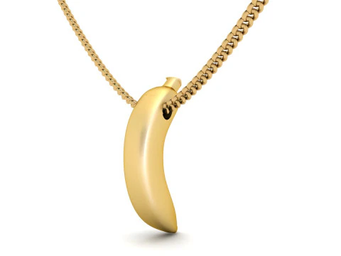 Gold Banana Fruit Pendant 3D Print Model