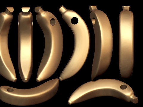 Gold Banana Fruit Pendant 3D Print Model