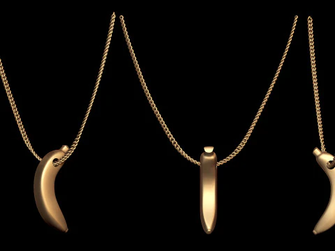 Gold Banana Fruit Pendant 3D Print Model