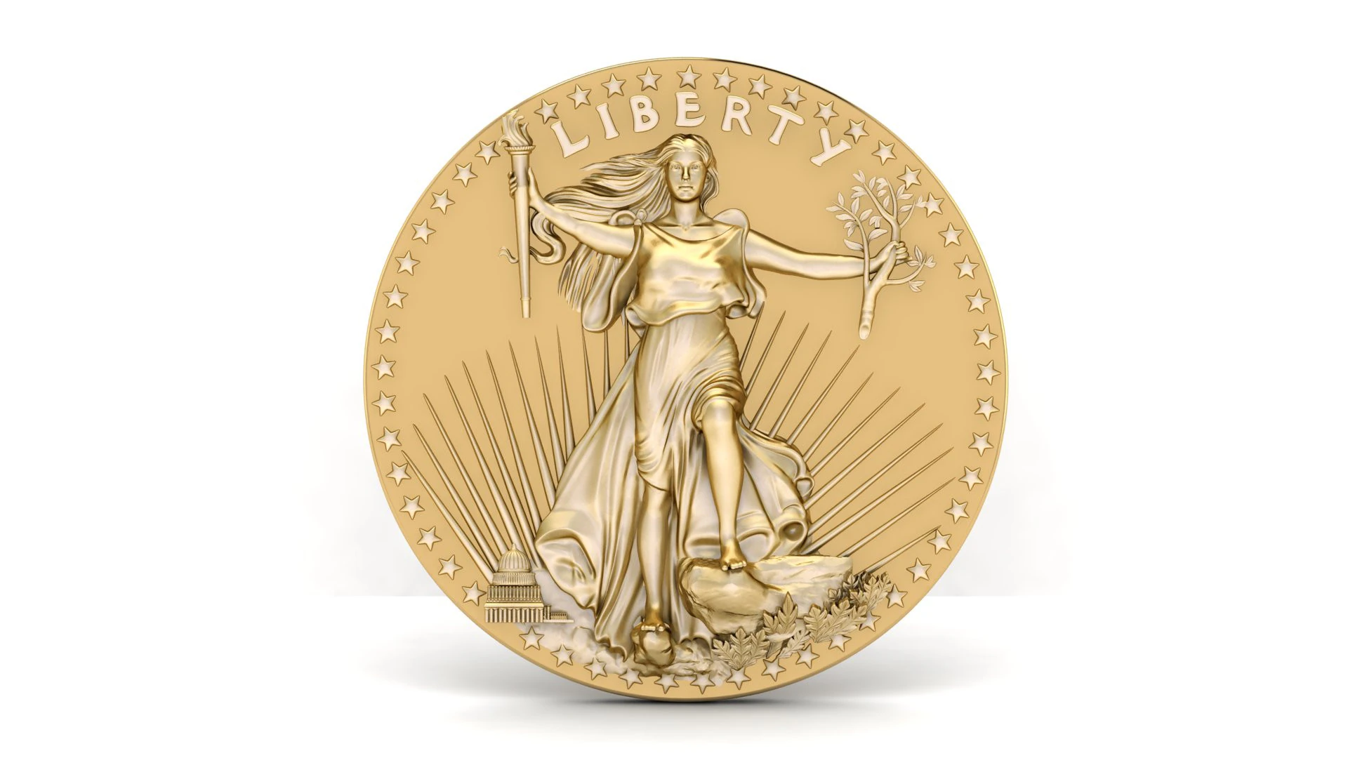 10 US Dollar Liberty Coin 3D Print Model .c4d .max .obj .3ds .fbx .stl .blend 