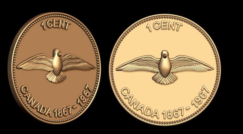1 CENT CANADA COIN 3D प्रिंट मॉडल .c4d .max .obj .3ds .fbx .stl .blend