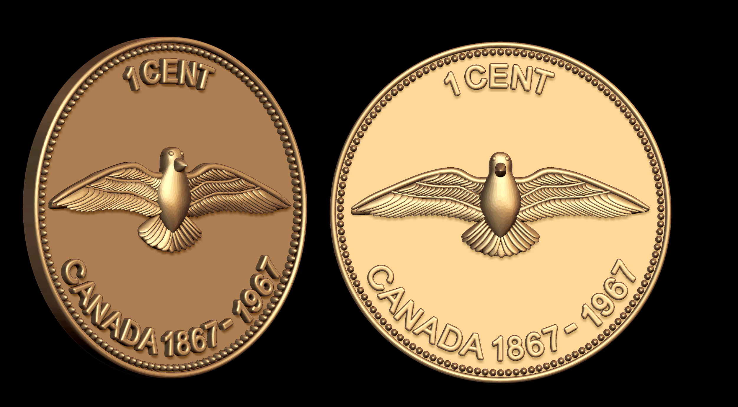 1 CENT CANADA COIN 3D Print Model .c4d .max .obj .3ds .fbx .stl .blend 