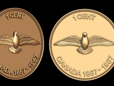 1 CENT CANADA COIN 3D Принт Модель