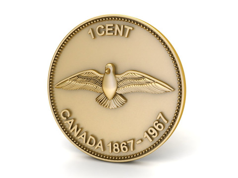 1 CENT CANADA COIN 3D Принт Модель