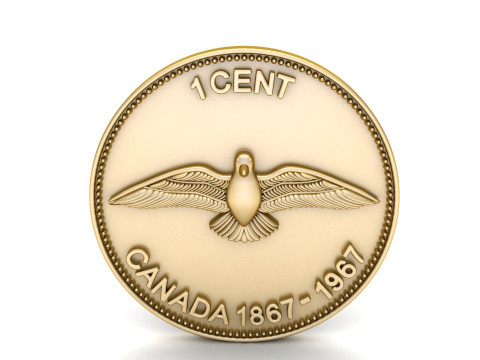 1 CENT CANADA COIN 3D Принт Модель