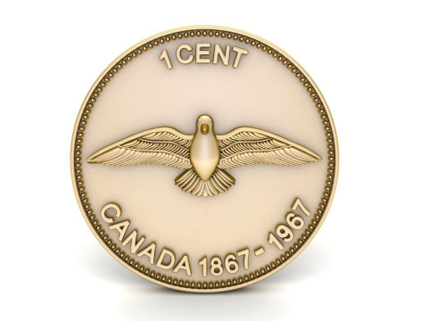 1 CENT CANADA COIN 3D Принт Модель
