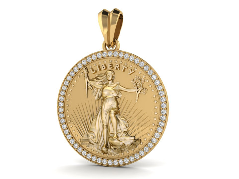 10 US Dollar Liberty Coin Diamond Pendant 3D 프린트 모델