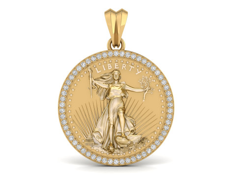 10 US Dollar Liberty Coin Diamond Pendant Modelo de Impressão 3D