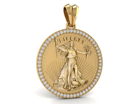 10 US Dollar Liberty Coin Diamond Pendant Modelo de Impressão 3D