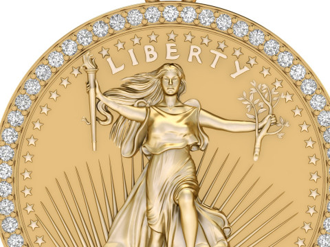 10 US Dollar Liberty Coin Diamond Pendant Modelo de Impressão 3D