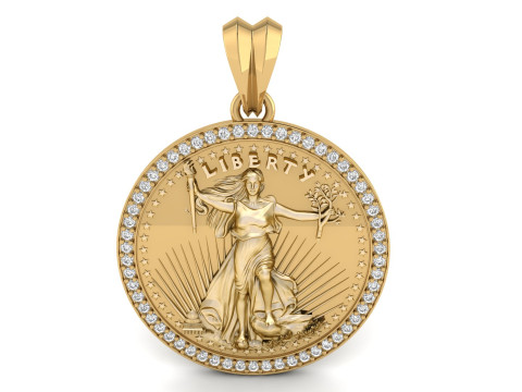 10 US Dollar Liberty Coin Diamond Pendant Modelo de Impressão 3D