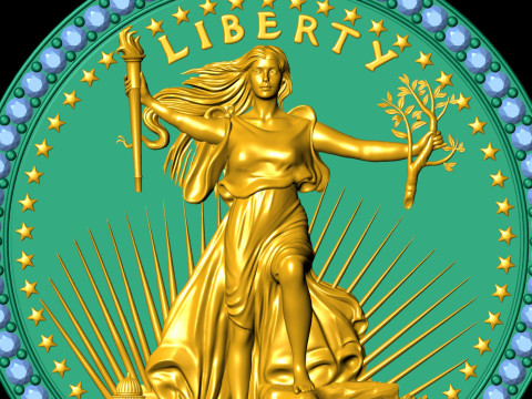 10 US Dollar Liberty Coin Diamond Pendant Modelo de Impressão 3D