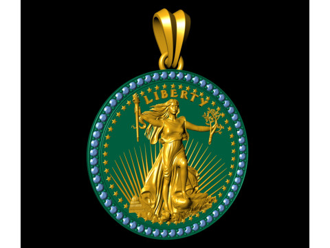 10 US Dollar Liberty Coin Diamond Pendant Modelo de Impressão 3D