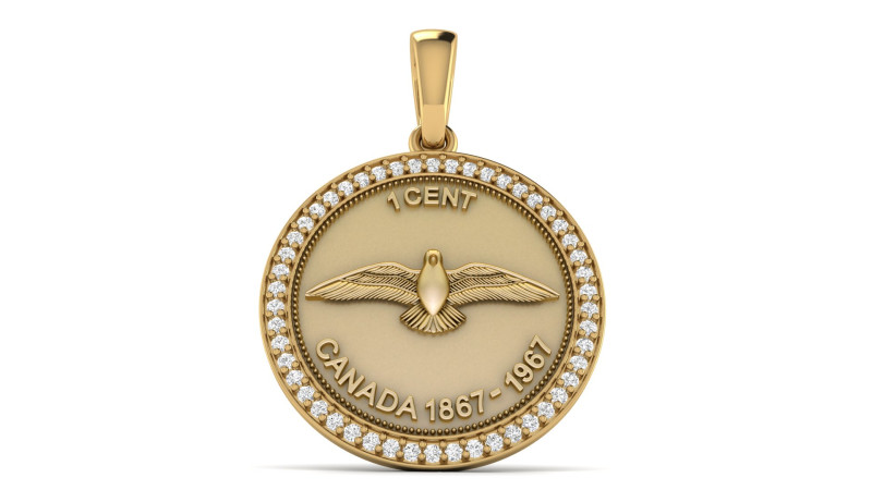 1 CENT CANADA COIN Diamond Pendant Modèles 3D en vedette .c4d .max .obj .3ds .fbx .stl .blend