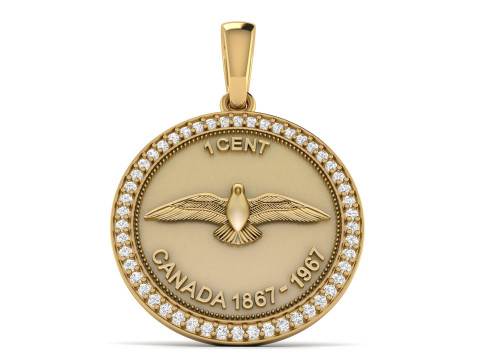 1 CENT CANADA COIN Diamond Pendant 3D-printmodel