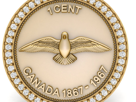1 CENT CANADA COIN Diamond Pendant Modèles 3D en vedette