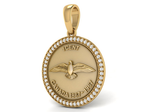 1 CENT CANADA COIN Diamond Pendant Modèles 3D en vedette