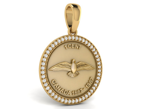 1 CENT CANADA COIN Diamond Pendant Modèles 3D en vedette