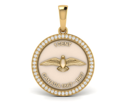 1 CENT CANADA COIN Diamond Pendant Modèles 3D en vedette