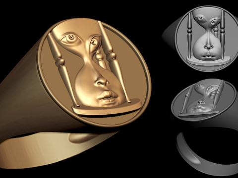 Faceless Time Sand Clock Ring 3Dプリントモデル