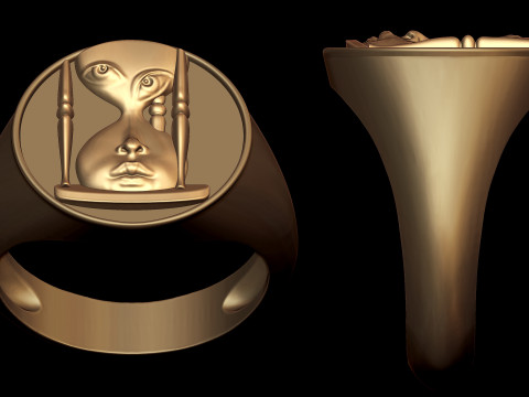 Faceless Time Sand Clock Ring 3D 프린트 모델