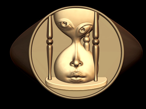 Faceless Time Sand Clock Ring 3D 프린트 모델
