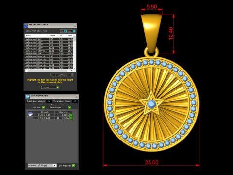 Star Galaxy Diamond Pendant 3Dプリントモデル