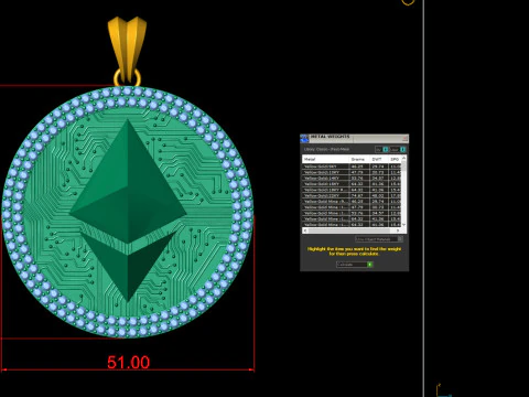 Ethereum Coin Pendant 3D Print Model
