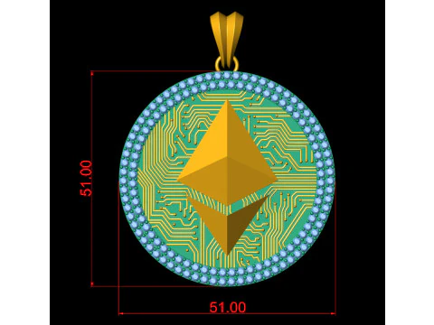 Ethereum Coin Pendant 3D Print Model