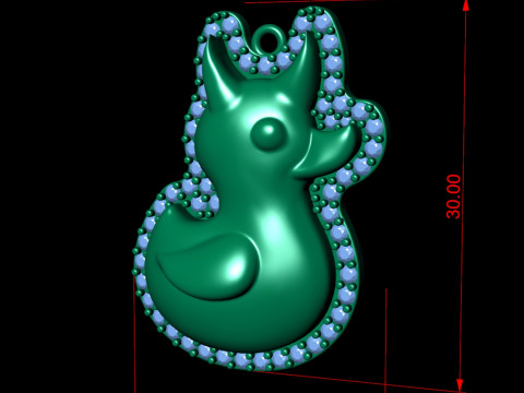 Evil Duck Diamond Pendant 3D Print Model