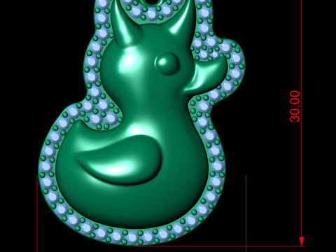 Evil Duck Diamond Pendant 3D Print Model