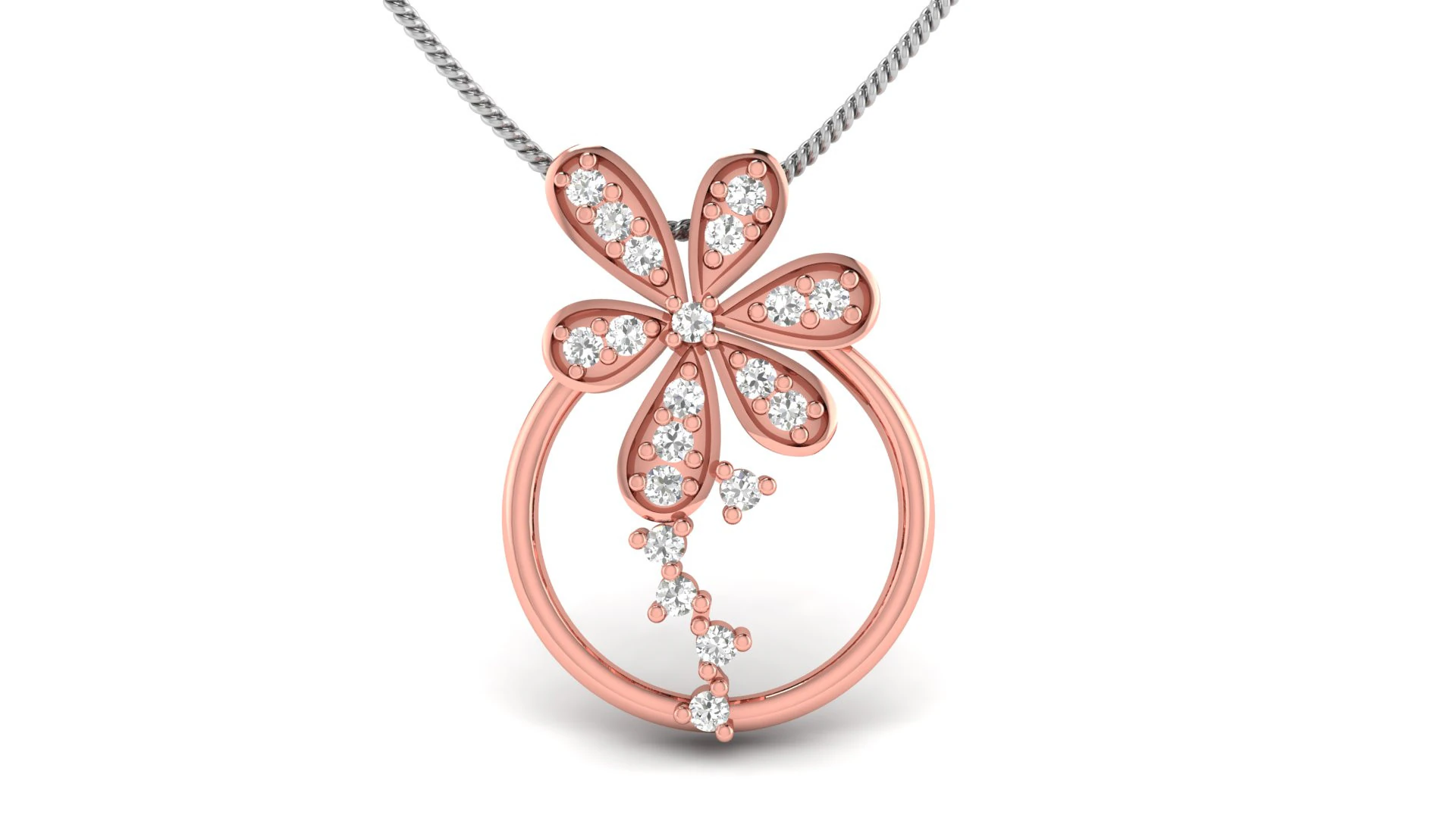 Light Weight Diamond Flower Pendant 3D Print Model .c4d .max .obj .3ds .fbx .stl .blend