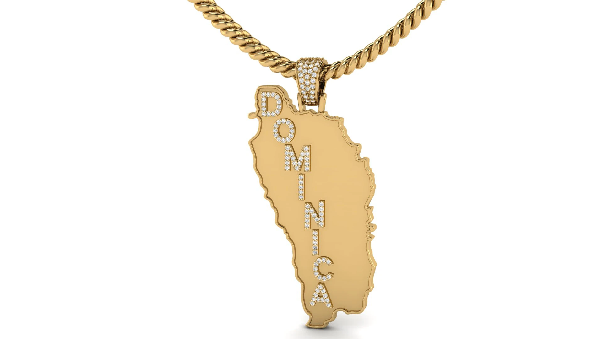 Dominica Map Pendant 3D Print Model .c4d .max .obj .3ds .fbx .stl .blend 