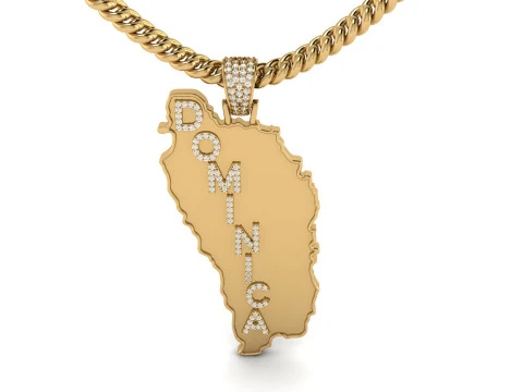 Dominica Map Pendant 3D Print Model