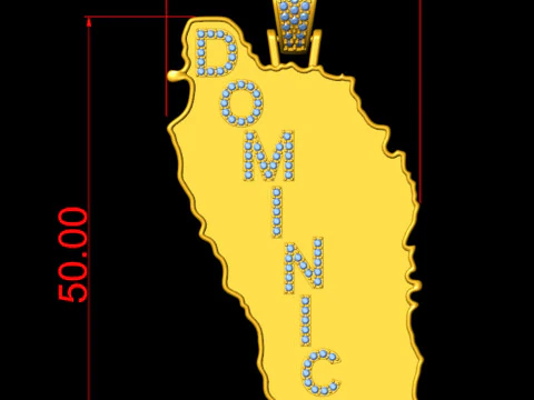 Dominica Map Pendant 3D Print Model