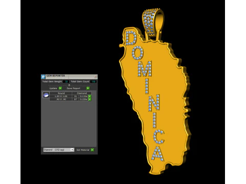 Dominica Map Pendant 3D Print Model