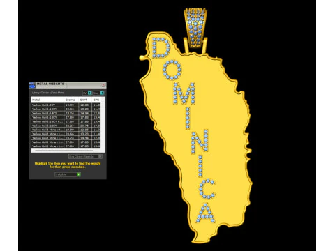 Dominica Map Pendant 3D Print Model