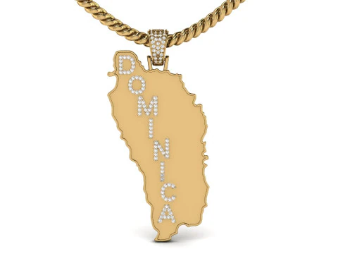 Dominica Map Pendant 3D Print Model