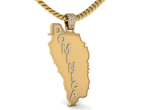Dominica Map Pendant 3D Print Model