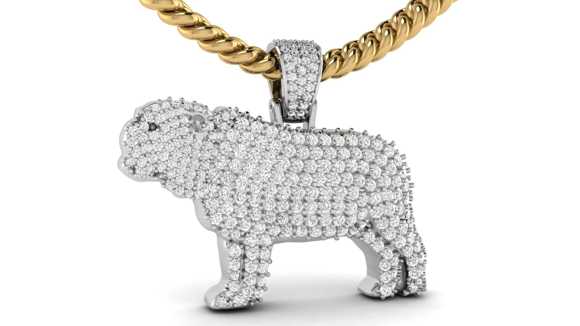 Diamond Studded Dog Pug Pendant 3D Print Model .c4d .max .obj .3ds .fbx .stl .blend 