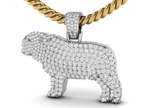 Diamond Studded Dog Pug Pendant Modello di stampa 3D