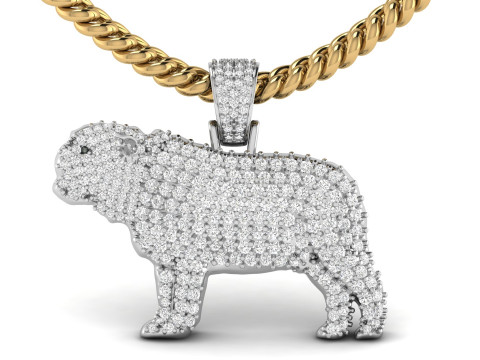 Diamond Studded Dog Pug Pendant Modello di stampa 3D
